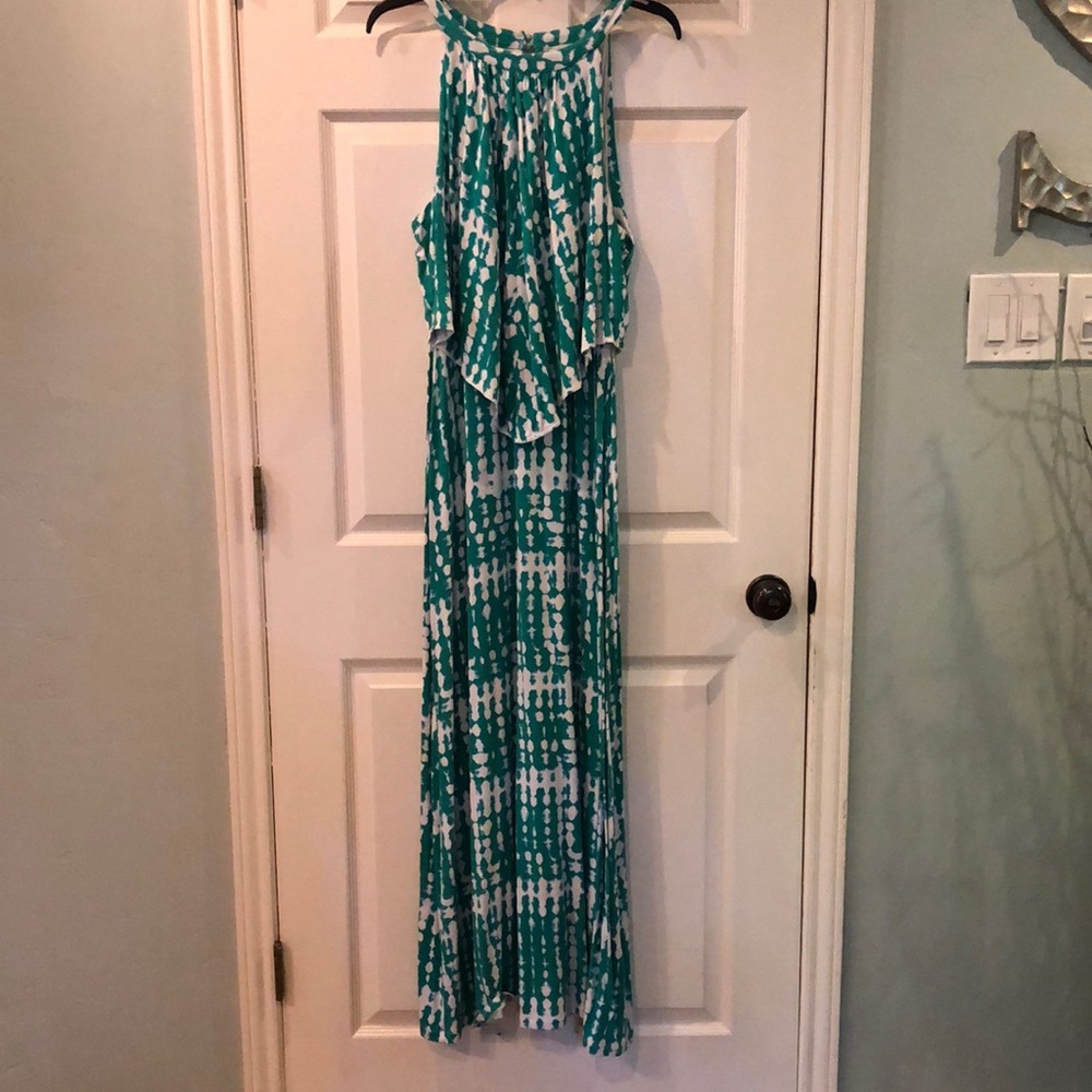 CHICO’S - Green Tie-Dye MAXI DRESS - Size 2 (women’s 12-14)